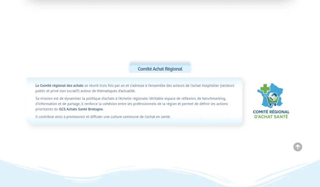 Page Comité Achat Régional du site GCS Achats Santé Bretagne