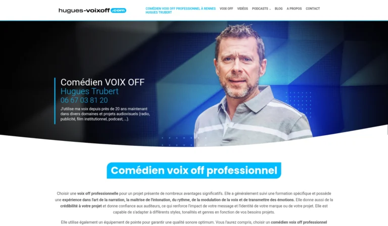 Site d’un comédien voix off professionnel, création sur mesure