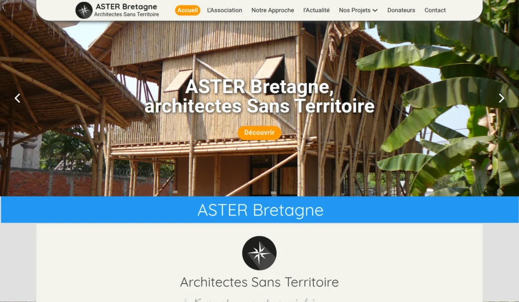 Capture d'écran du site d'Aster Bretagne, Architectes Sans Territoire