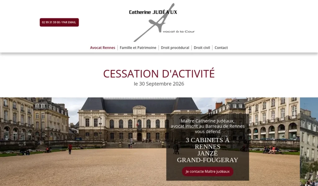 Capture d'écran du site de Catherine Judéaux, avocate à Rennes