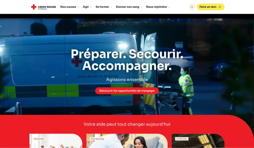 Capture d'écran du site de Croix-Rouge de Belgique