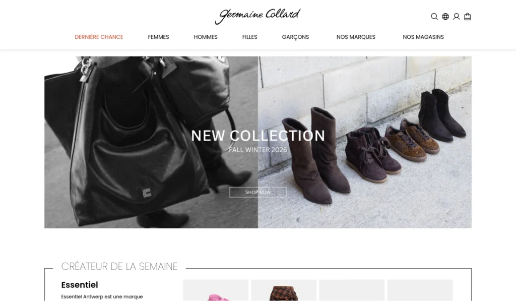 Capture d'écran du site de Germaine Collard
