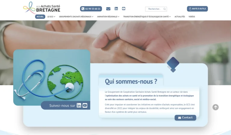 Capture d'écran du site de GCS Achats Santé Bretagne