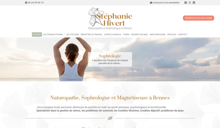Site vitrine d’une naturopathe et sophrologue à Rennes, créé sur mesure