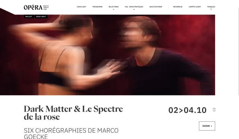Capture d'écran du site de Opéra de Liège